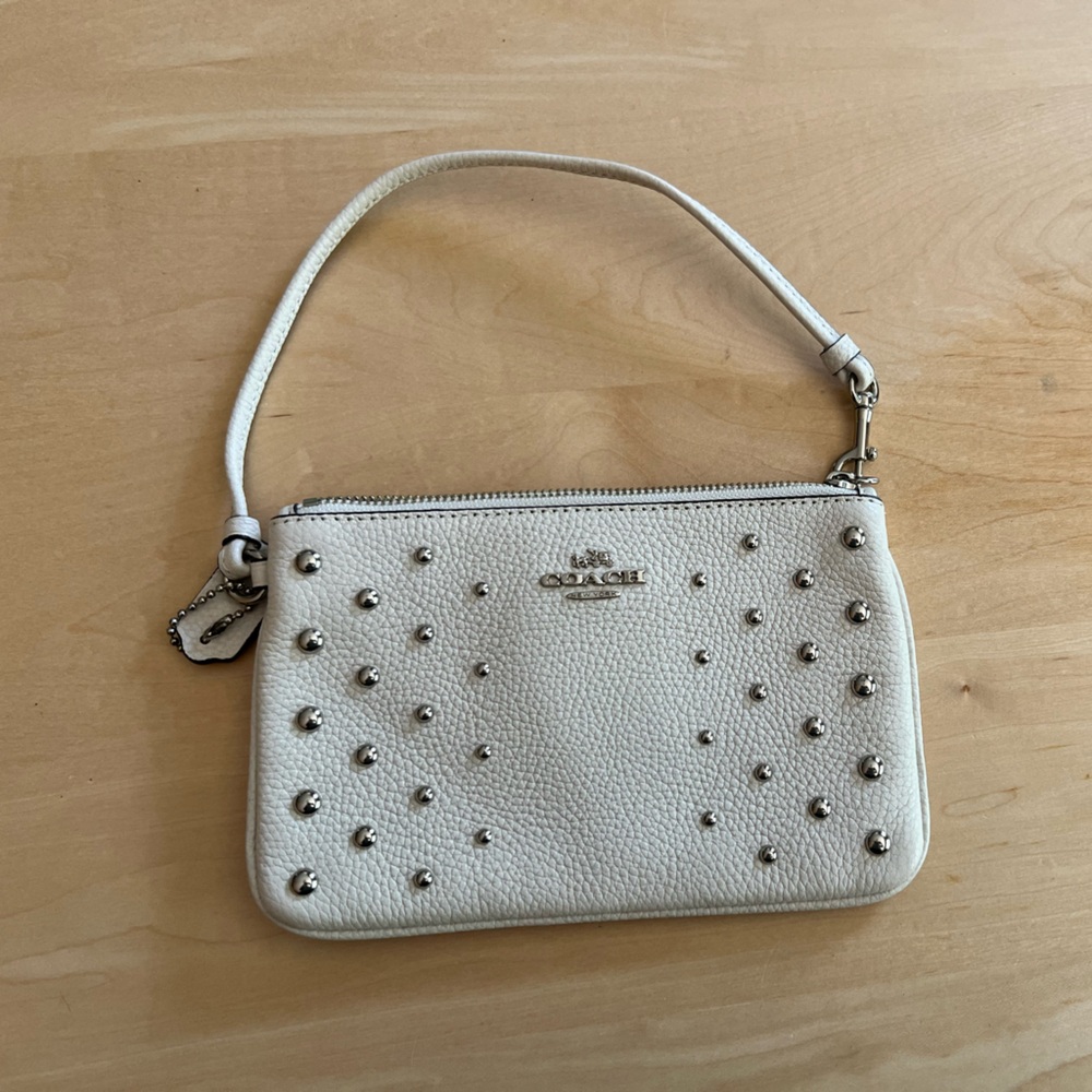 Coach Cream Studded Wristlet